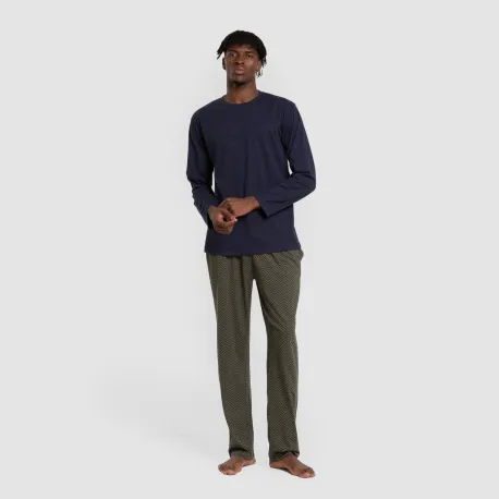 Pijama algodão homem Miquelle verde caça pijamas-compridos-homem