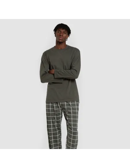 Pijama algodão homem Cuadro Andino verde caça pijamas-compridos-homem