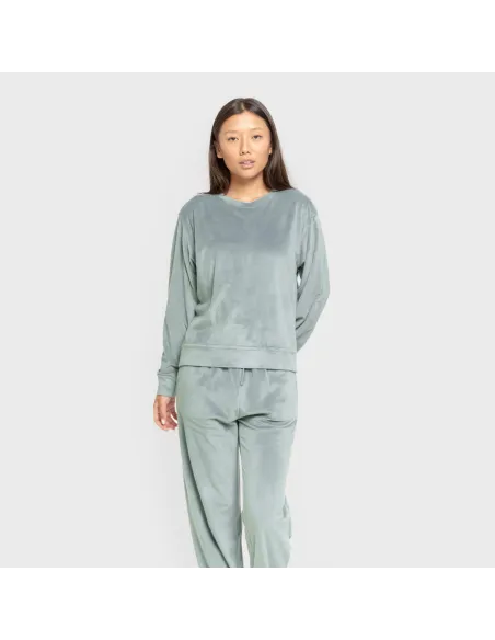 Pijama de veludo super soft liso pijama-inverno-mulher