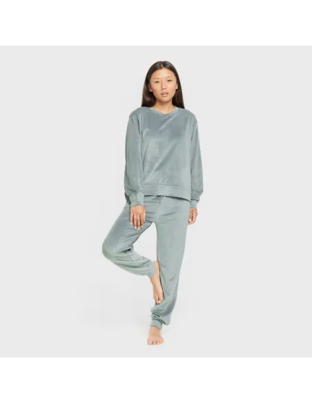Pijama de veludo super soft liso pijama-inverno-mulher