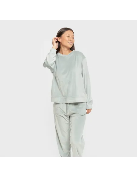 Pijama de veludo super soft liso pijama-inverno-mulher