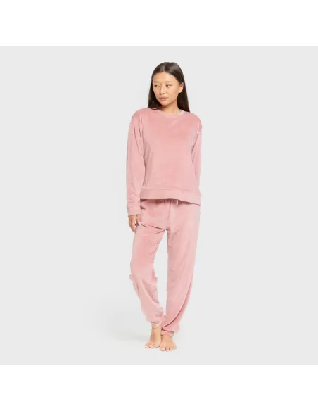 Pijama de veludo super soft liso pijama-inverno-mulher