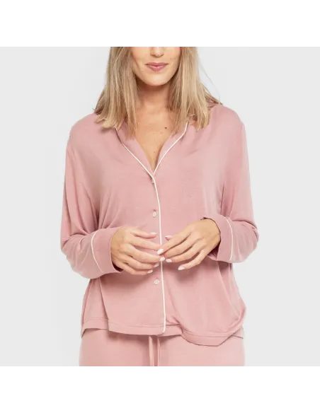 Pijama manga comprida camisado viscose malha mulher pijamas-compridos-de-mulher