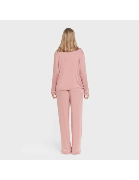 Pijama manga comprida camisado viscose malha mulher pijamas-compridos-de-mulher