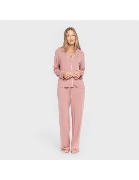 Pijama manga comprida camisado viscose malha mulher pijamas-compridos-de-mulher