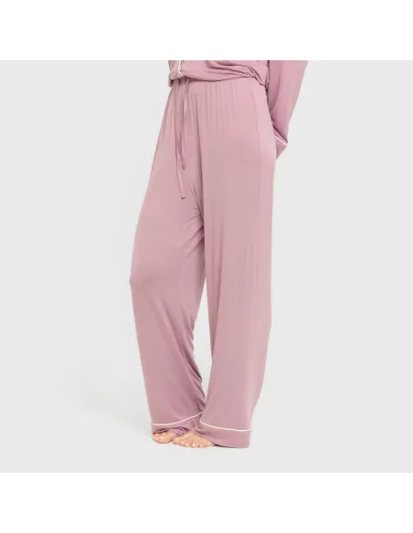 Pijama manga comprida camisado viscose malha mulher pijamas-compridos-de-mulher
