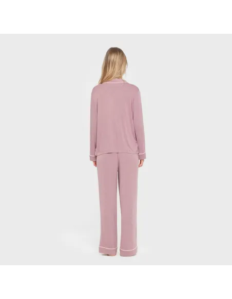 Pijama manga comprida camisado viscose malha mulher pijamas-compridos-de-mulher