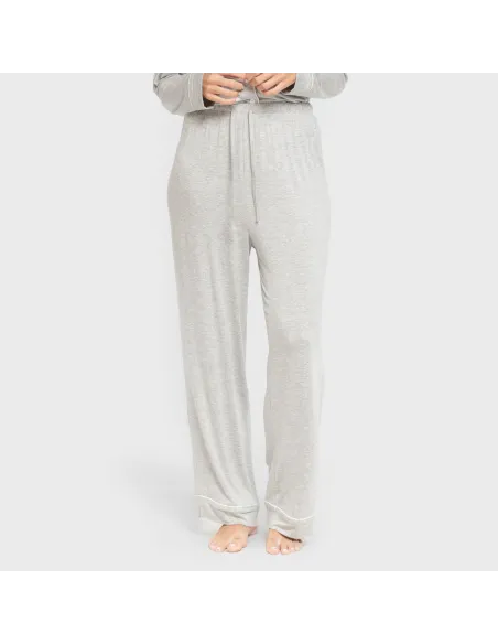 Pijama manga comprida camisado viscose malha mulher pijamas-compridos-de-mulher