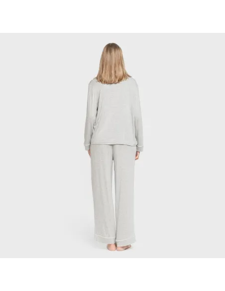 Pijama manga comprida camisado viscose malha mulher pijamas-compridos-de-mulher