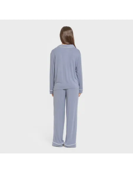 Pijama manga comprida camisado viscose malha mulher pijamas-compridos-de-mulher