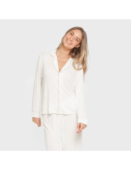 Pijama manga comprida camisado viscose malha mulher pijamas-compridos-de-mulher