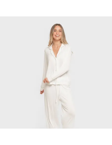 Pijama manga comprida camisado viscose malha mulher pijamas-compridos-de-mulher