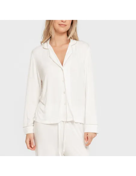 Pijama manga comprida camisado viscose malha mulher pijamas-compridos-de-mulher