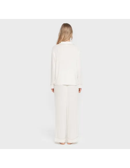 Pijama manga comprida camisado viscose malha mulher pijamas-compridos-de-mulher