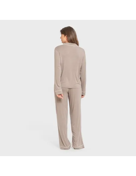 Pijama manga comprida camisado viscose malha mulher pijamas-compridos-de-mulher
