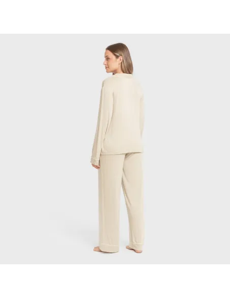 Pijama manga comprida camisado viscose malha mulher pijamas-compridos-de-mulher