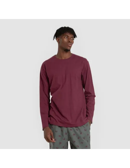Pijama homem franela Sierpes bordeaux pijamas-compridos-homem