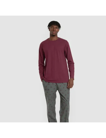 Pijama homem franela Sierpes bordeaux pijamas-compridos-homem
