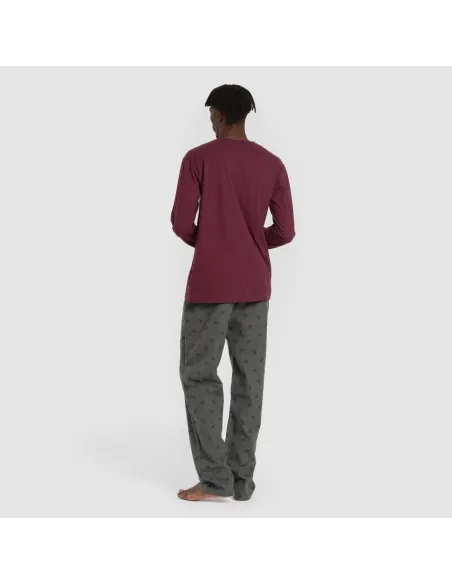 Pijama homem franela Sierpes bordeaux pijamas-compridos-homem