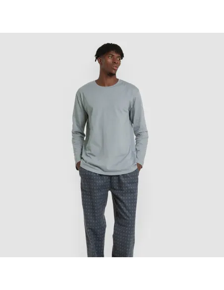 Pijama homem franela Loui verde azulado pijamas-compridos-homem