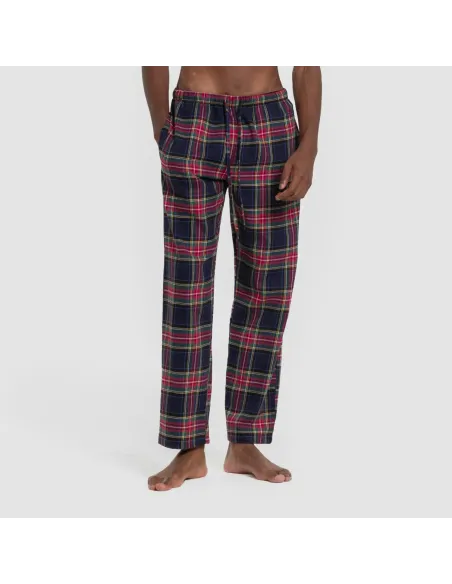 Pijama franela com lapela homem Cuadro Pluton azul pijamas-compridos-homem