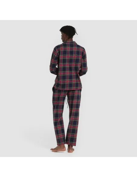 Pijama franela com lapela homem Cuadro Pluton azul pijamas-compridos-homem