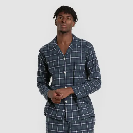 Pijama franela com lapela homem Cuadro Ruz verde pijamas-compridos-homem