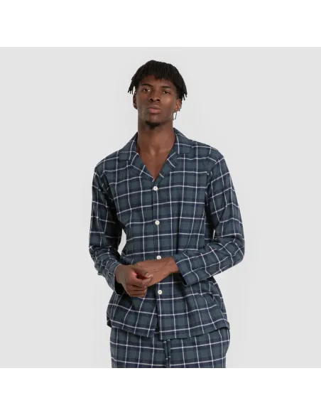 Pijama franela com lapela homem Cuadro Ruz verde pijamas-compridos-homem