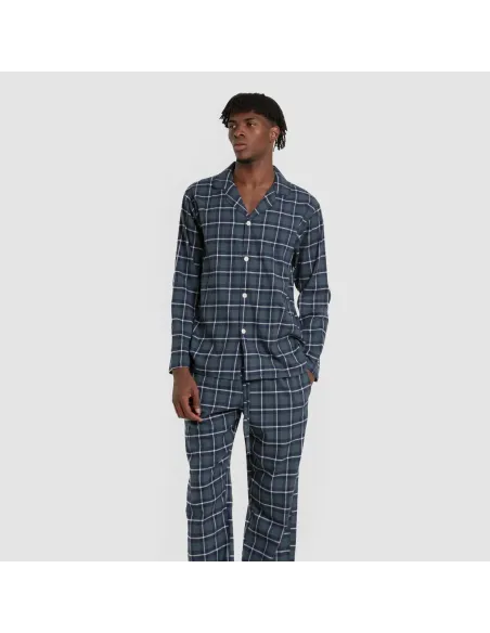 Pijama franela com lapela homem Cuadro Ruz verde pijamas-compridos-homem