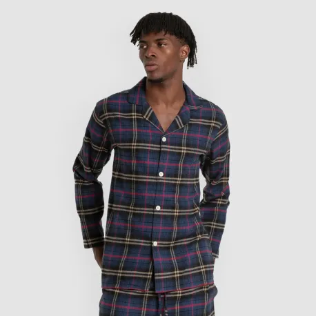 Pijama franela com lapela homem Cuadro Tejada azul pijamas-compridos-homem