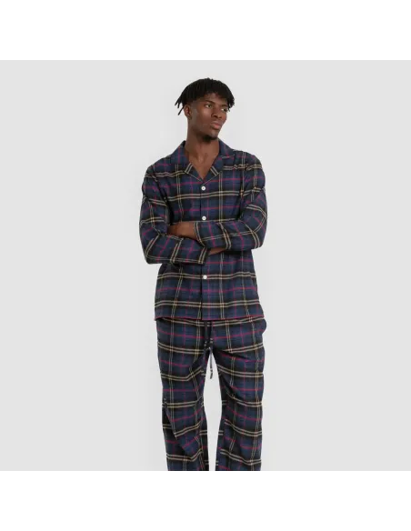 Pijama franela com lapela homem Cuadro Tejada azul pijamas-compridos-homem