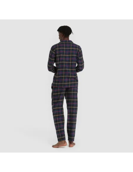 Pijama franela com lapela homem Cuadro Tejada azul pijamas-compridos-homem