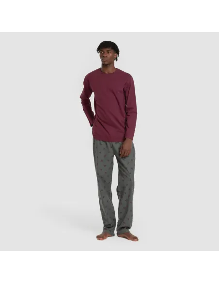 Pijama homem franela Sierpes bordeaux pijamas-compridos-homem