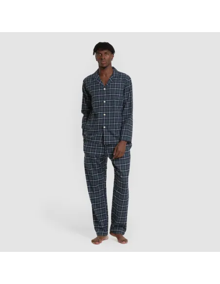 Pijama franela com lapela homem Cuadro Ruz verde pijamas-compridos-homem