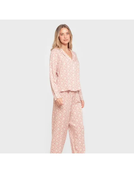 Pijama manga comprida camisero viscose mulher Amira rosette pijamas-compridos-de-mulher