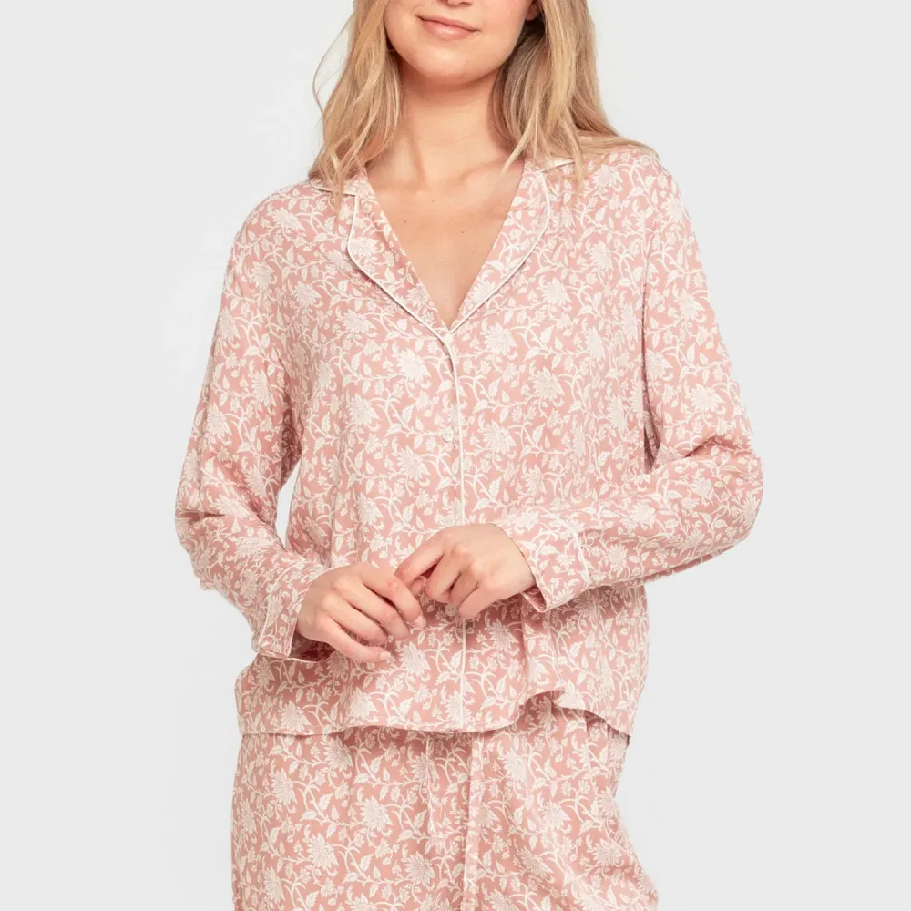Pijama manga comprida camisero viscose mulher Amira rosette pijamas-compridos-de-mulher