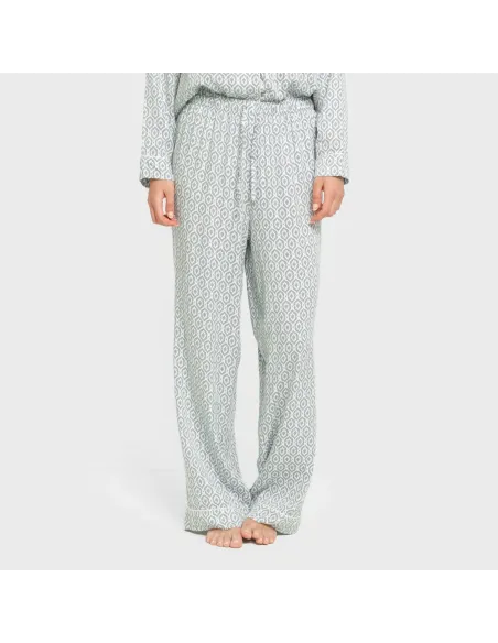 Pijama manga comprida camisero viscose mulher Orquidea agua marina pijamas-compridos-de-mulher