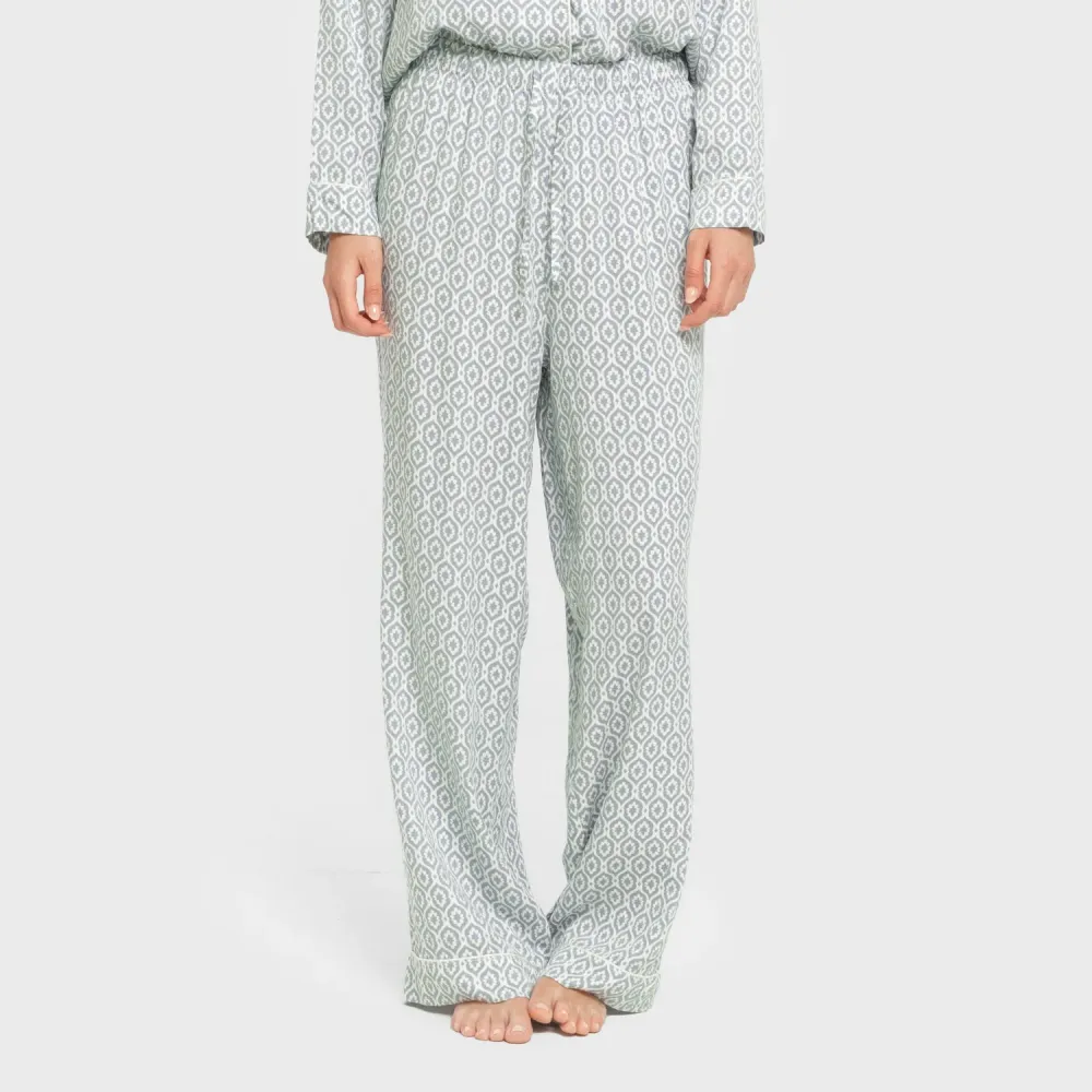 Pijama manga comprida camisero viscose mulher Orquidea agua marina pijamas-compridos-de-mulher