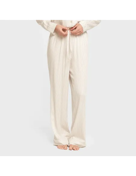 Pijama manga comprida camisero viscose mulher Raya Kodac areia pijamas-compridos-de-mulher