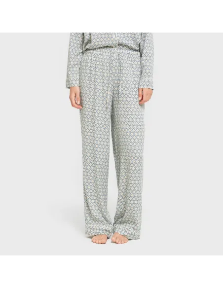 Pijama manga comprida camisero viscose mulher Dulcinea água marinha pijamas-compridos-de-mulher
