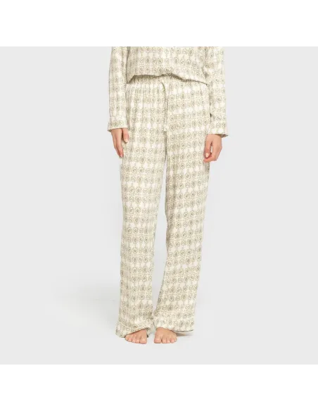 Pijama manga comprida camisero viscose mulher Azucena verde pijamas-compridos-de-mulher