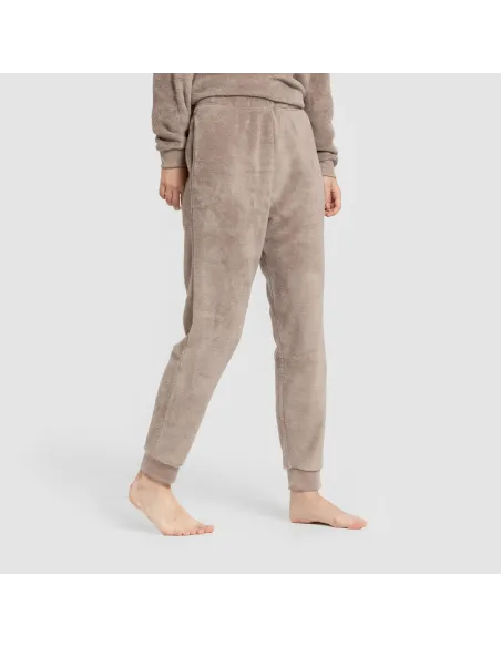 Pijama coral punho mulher Hello Weekend castanho pijama-inverno-mulher