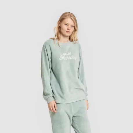 Pijama coral punho mulher Hello Thursday verde tiffany pijama-inverno-mulher