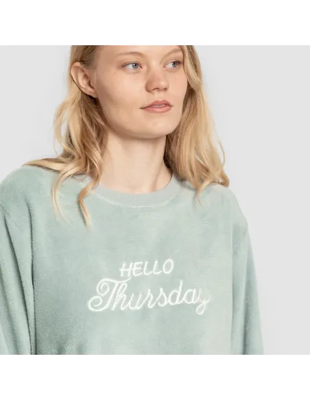 Pijama coral punho mulher Hello Thursday verde tiffany pijama-inverno-mulher