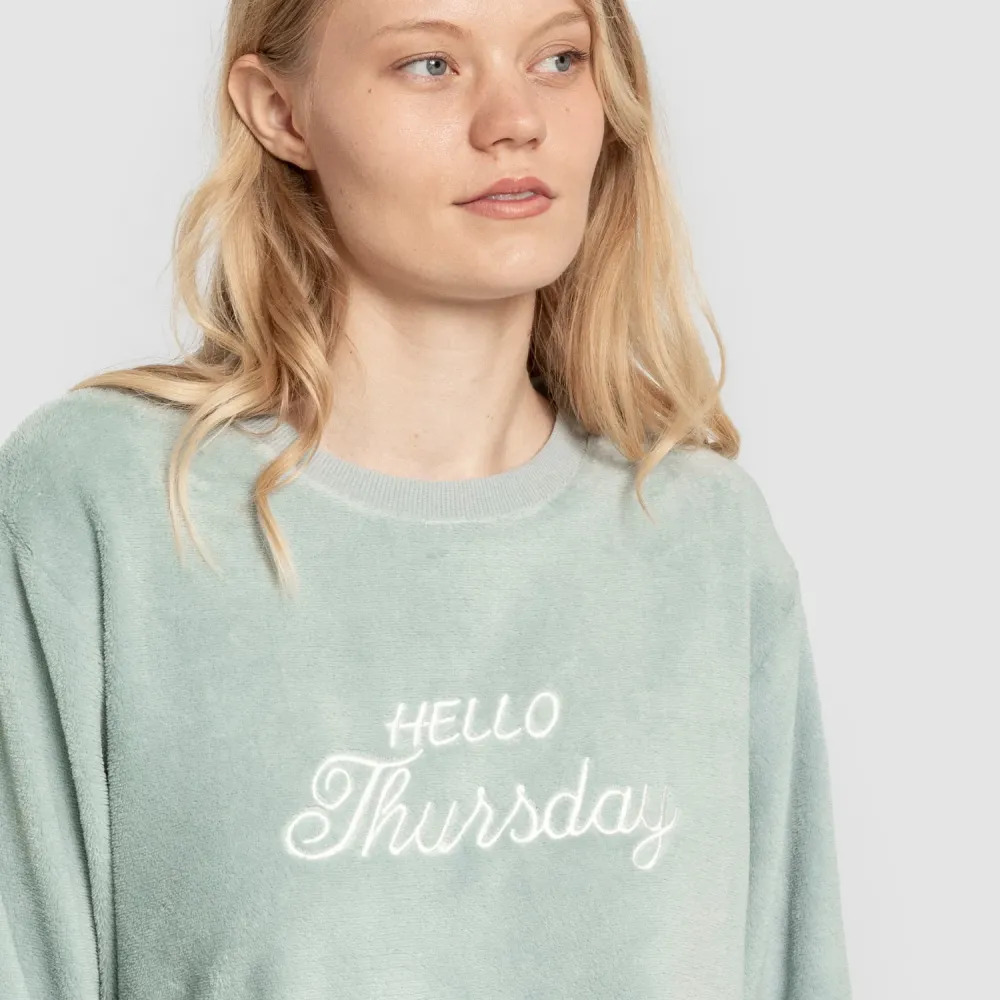 Pijama coral punho mulher Hello Thursday verde tiffany pijama-inverno-mulher