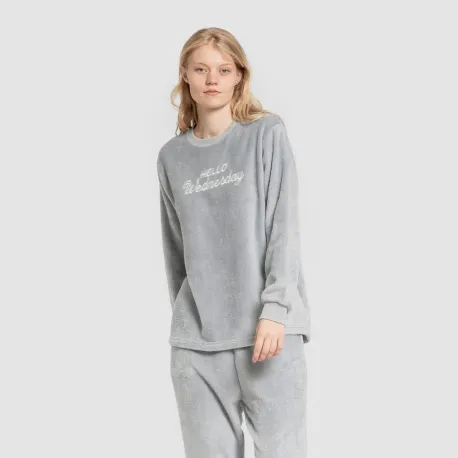 Pijama coral punho mulher Hello Wednesday indigo pijama-inverno-mulher