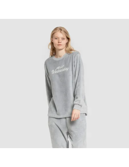 Pijama coral punho mulher Hello Wednesday indigo pijama-inverno-mulher