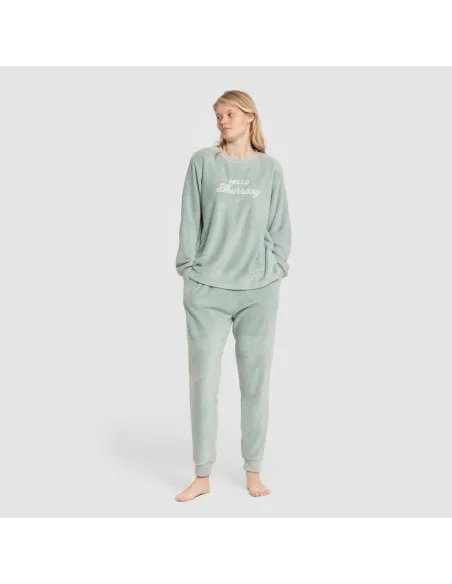 Pijama coral punho mulher Hello Thursday verde tiffany pijama-inverno-mulher