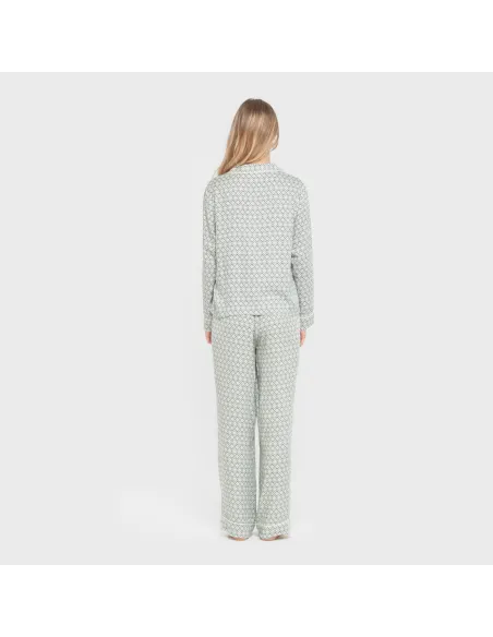 Pijama manga comprida camisero viscose mulher Dulcinea água marinha pijamas-compridos-de-mulher