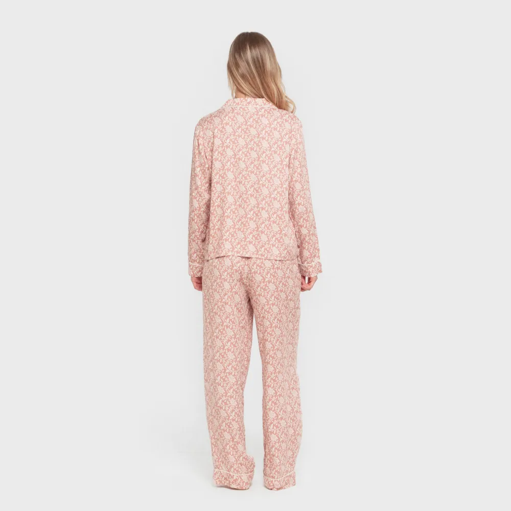Pijama manga comprida camisero viscose mulher Amira rosette pijamas-compridos-de-mulher